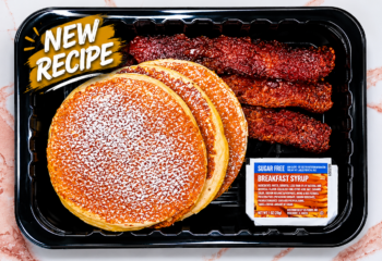 Gooey Butter Cake Protein Pancakes & Turkey Bacon