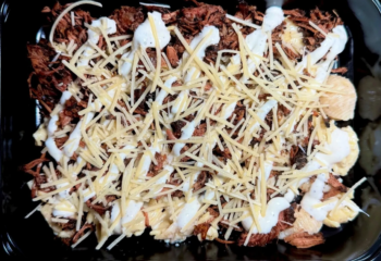 Turkey Thigh Burnt Ends Garlic Mac N Cheese