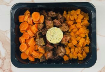 Garlic Steak, Sweet Potatoes & Carrots